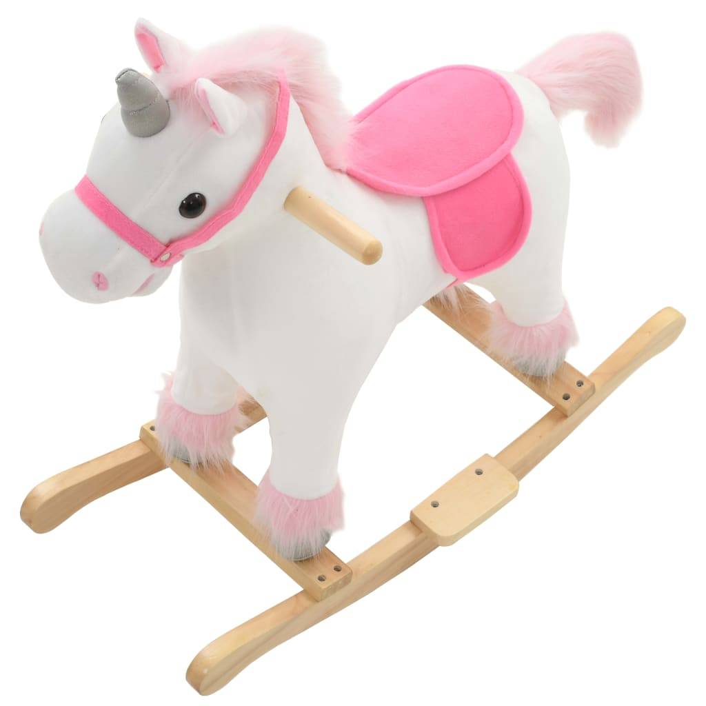 vidaXL Schaukeltier Einhorn Plüsch 65x32x58 cm Weiß und Rosa