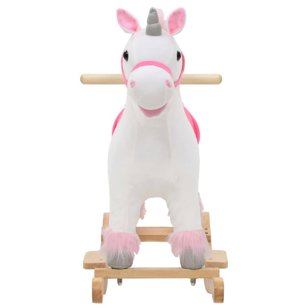 vidaXL Schaukeltier Einhorn Plüsch 65x32x58 cm Weiß und Rosa