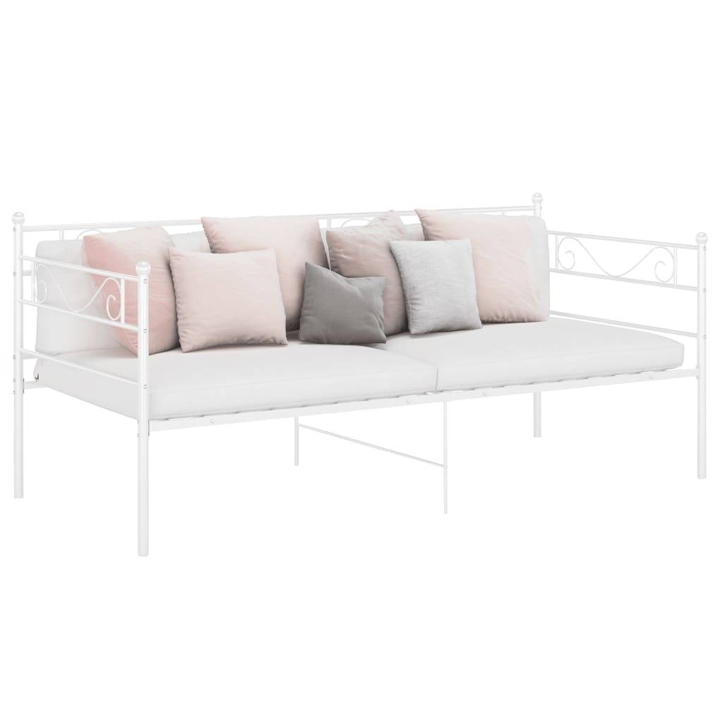 vidaXL Schlafsofa Bettgestell Weiß Metall 90x200 cm