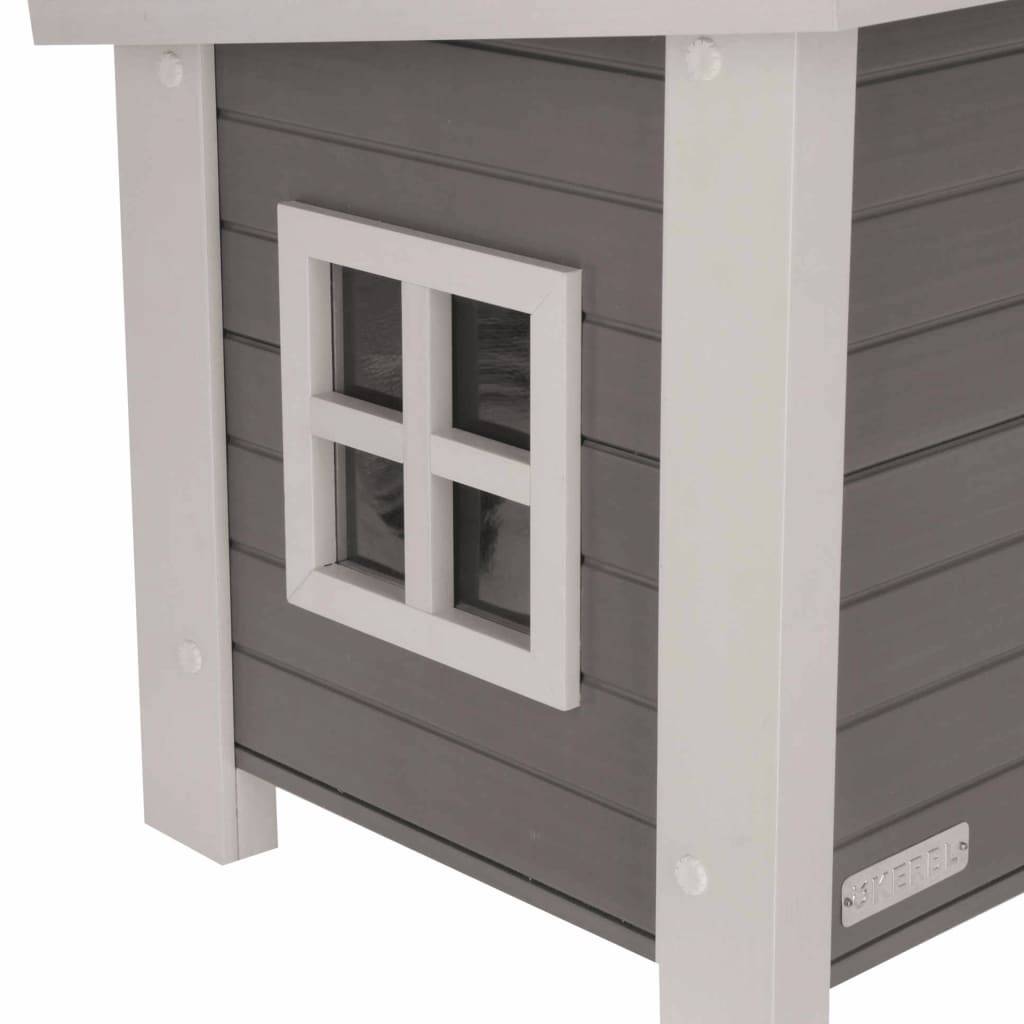 Kerbl ECO Katzenhaus Eli 57×45×43 cm Grau und Weiß