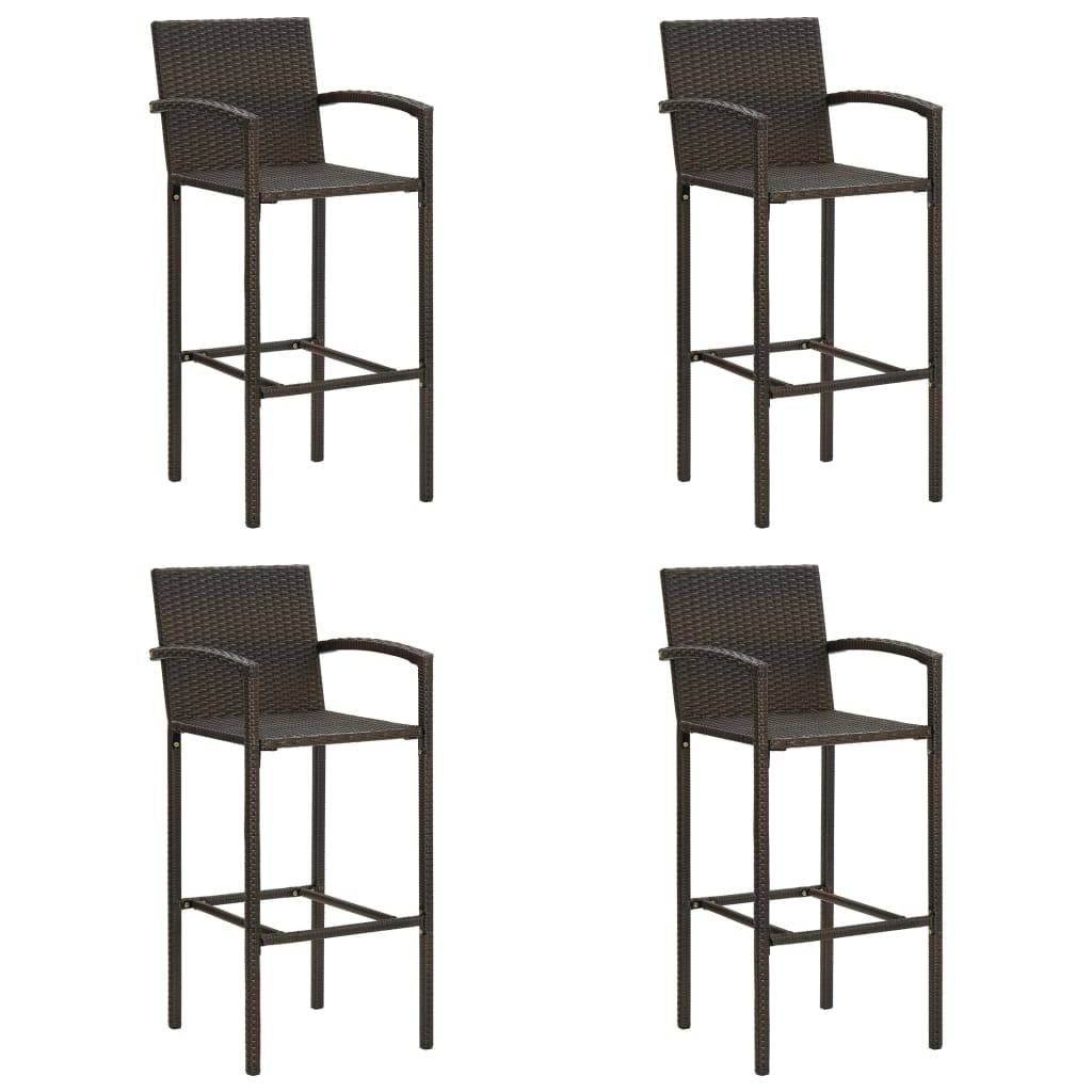 vidaXL Barhocker 4 Stk. Braun Poly Rattan