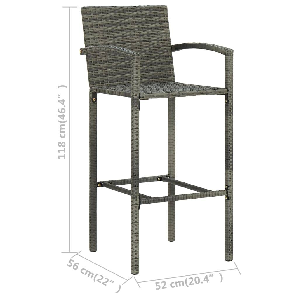vidaXL Barhocker 4 Stk. Grau Poly Rattan