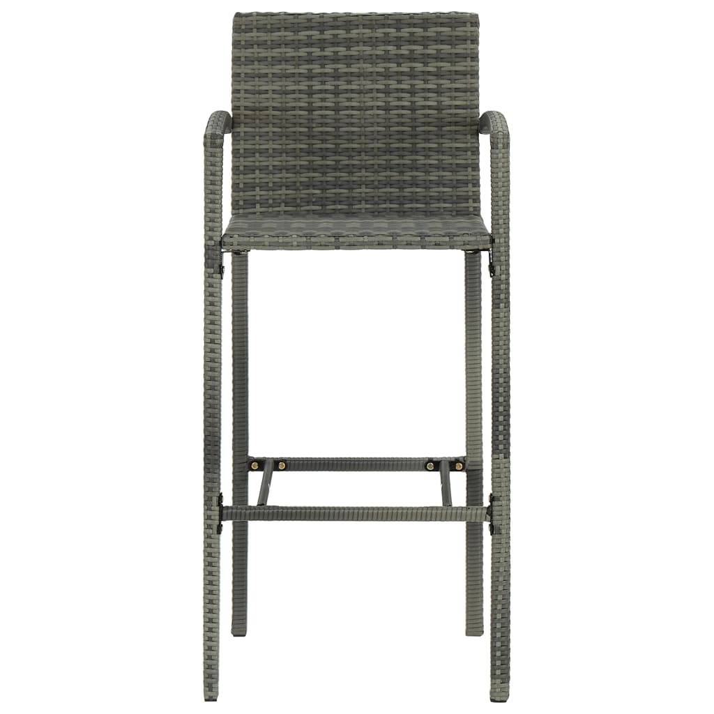 vidaXL Barhocker 4 Stk. Grau Poly Rattan
