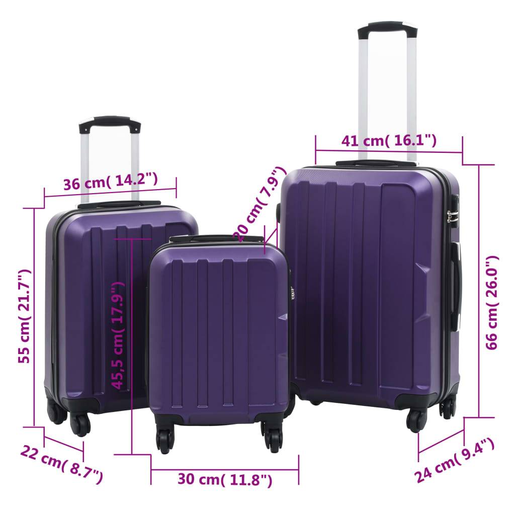 vidaXL Hartschalen-Trolley-Set 3 Stk. Lila ABS