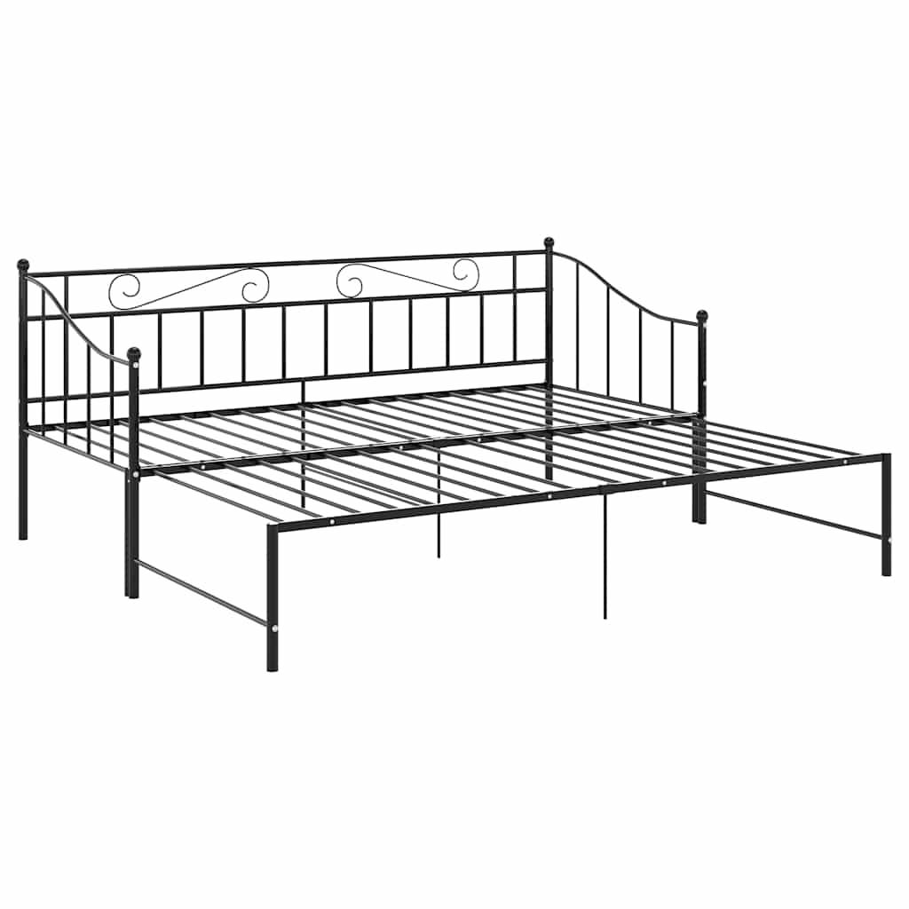 vidaXL Ausziehsofa Bettgestell Schwarz Metall 90x200 cm