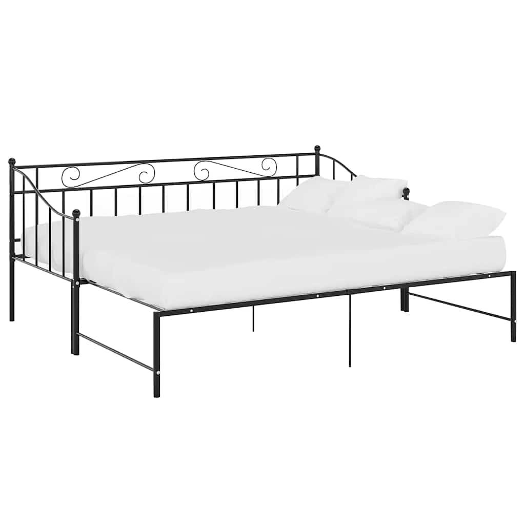 vidaXL Ausziehsofa Bettgestell Schwarz Metall 90x200 cm