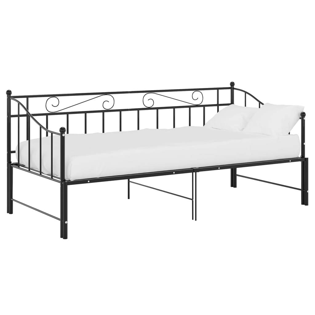 vidaXL Ausziehsofa Bettgestell Schwarz Metall 90x200 cm