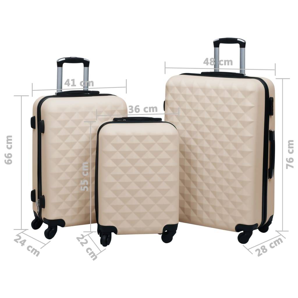 vidaXL Hartschalen-Trolley-Set 3 Stk. Golden ABS