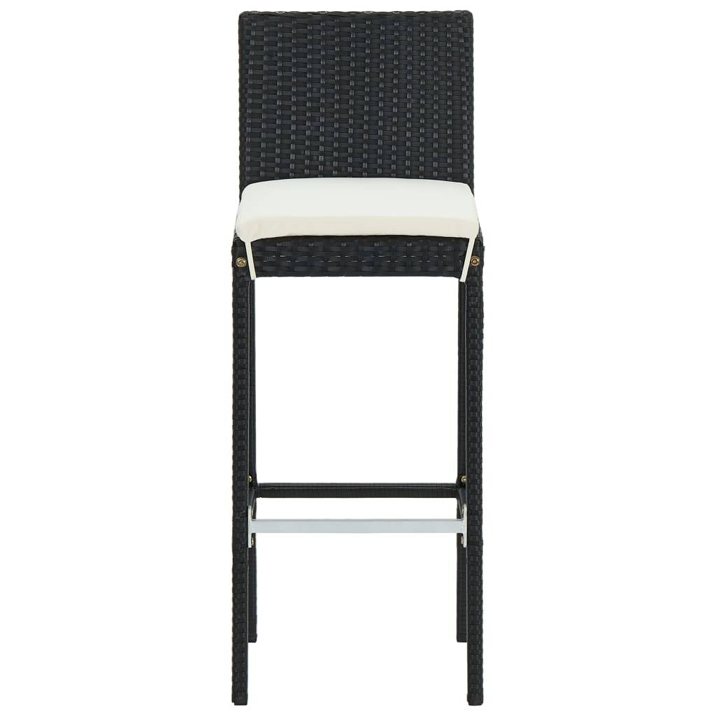 vidaXL Garten-Barhocker mit Kissen 4 Stk. Schwarz Poly Rattan