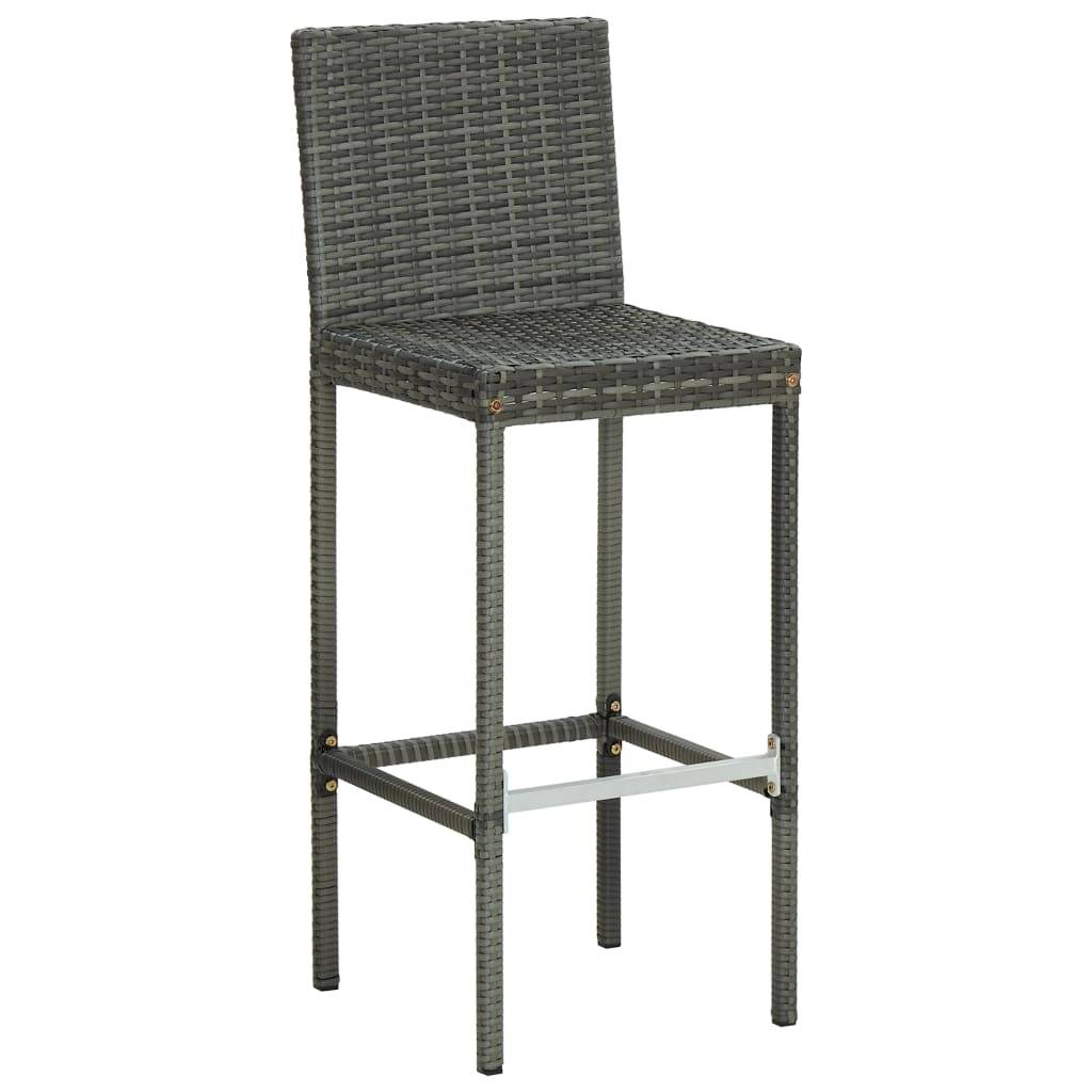 vidaXL Garten-Barhocker mit Kissen 4 Stk. Grau Poly Rattan