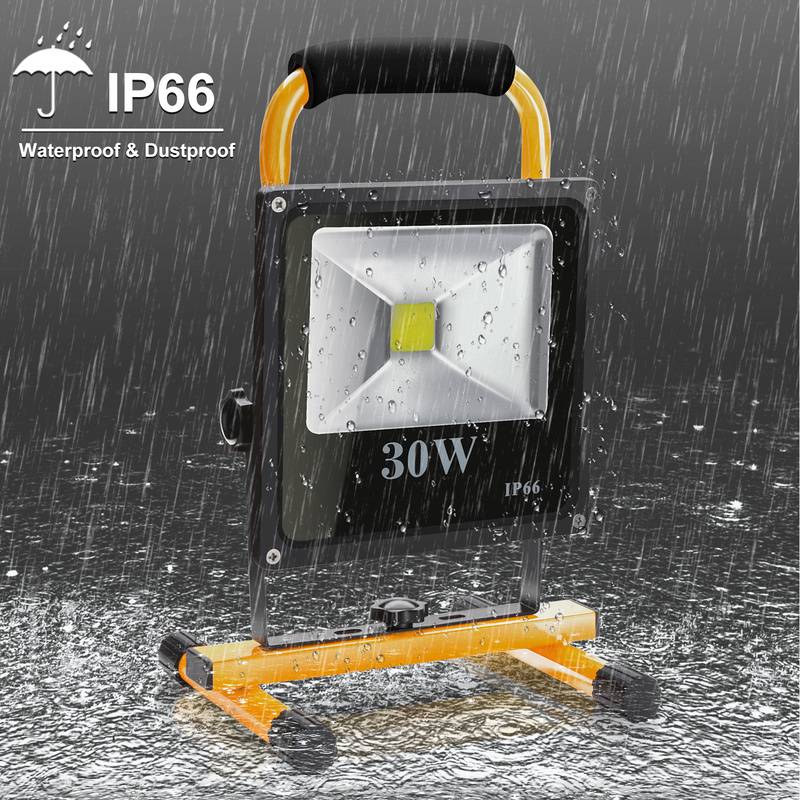 LED Akku Fluter Baustrahler Arbeitsleuchten mit Teleskopstativ Kaltweiß LED Arbeitsscheinwerfer 2x30W+1xStativ Fluter Flutlicht