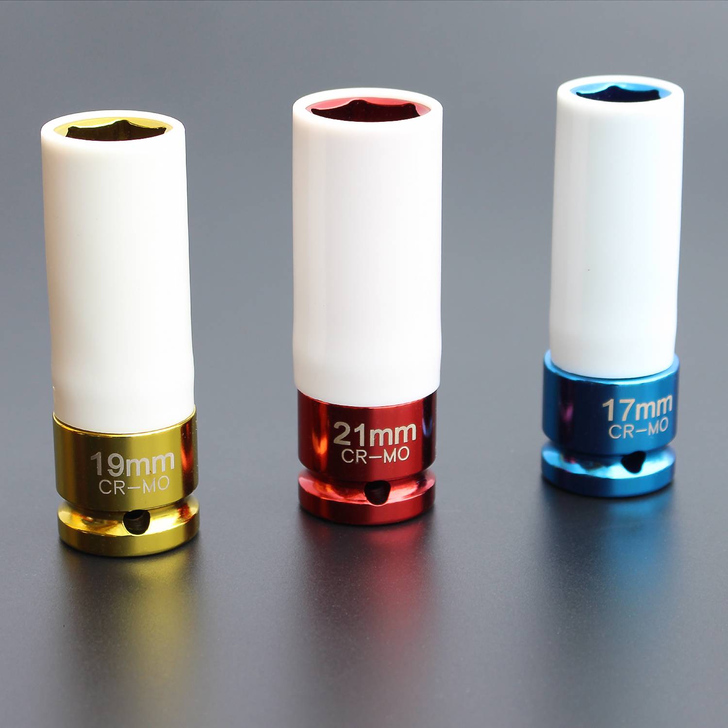 3tlg Kraft Schoneinsätze Steckschlüssel Schlagschrauber Nüsse Alufelgen Nuss Set 1/2"17-19-21mm