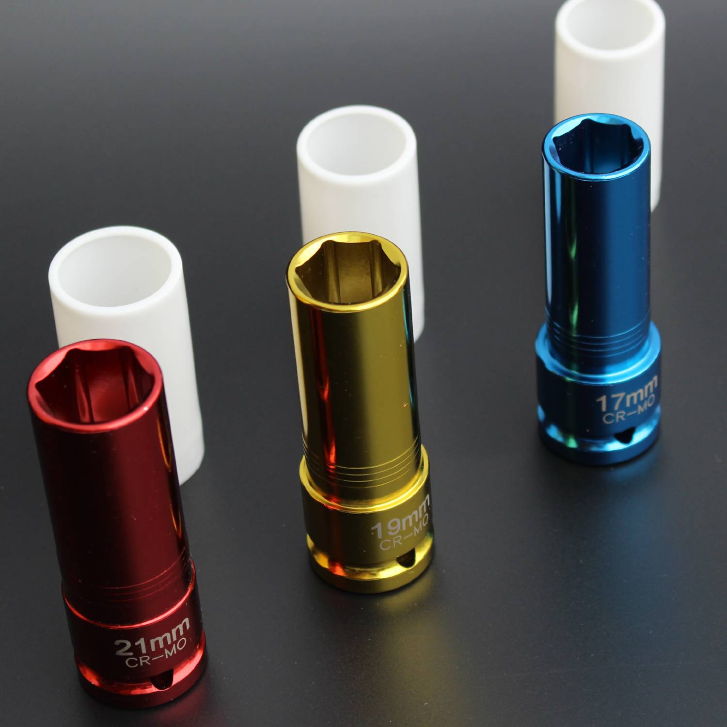 3tlg Kraft Schoneinsätze Steckschlüssel Schlagschrauber Nüsse Alufelgen Nuss Set 1/2"17-19-21mm