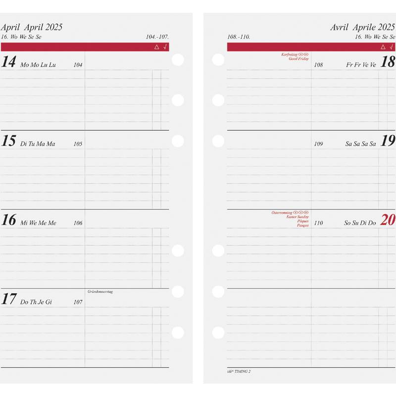 rido idé Kalender-Einlage "Wochenkalendarium I", 2025
