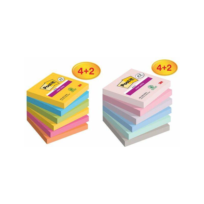 Post-it Haftnotizen Super Sticky Notes, 76 x 76 mm, 8+4