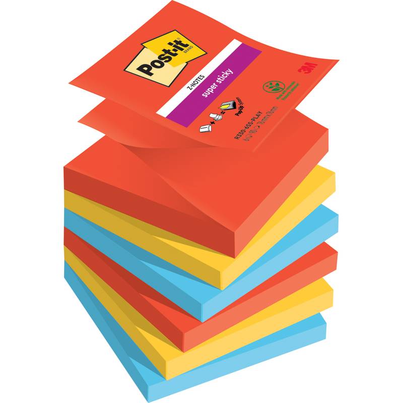 Post-it Haftnotizen super sticky z-notes, 76 x 76mm, Playful