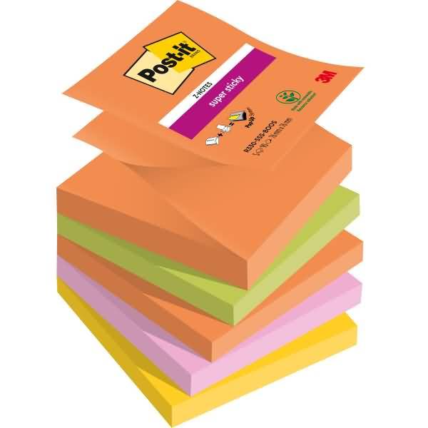 Haftnotiz Super Sticky Z-Notes Boost Collection 76x75mm 90 Blatt sortiert VE=5 Blöcke