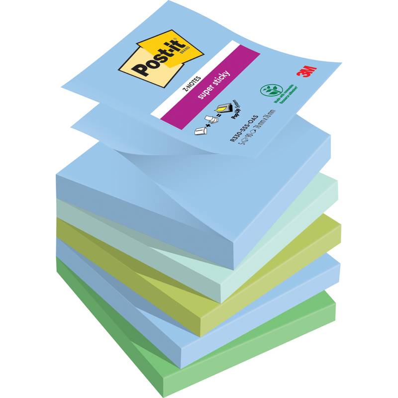 Post-it Haftnotizen super sticky z-notes, 76 x 76 mm, Oasis