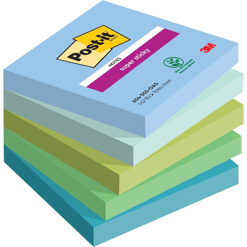 Post-it Haftnotizen super sticky notes, 76 x 76 mm, Oasis