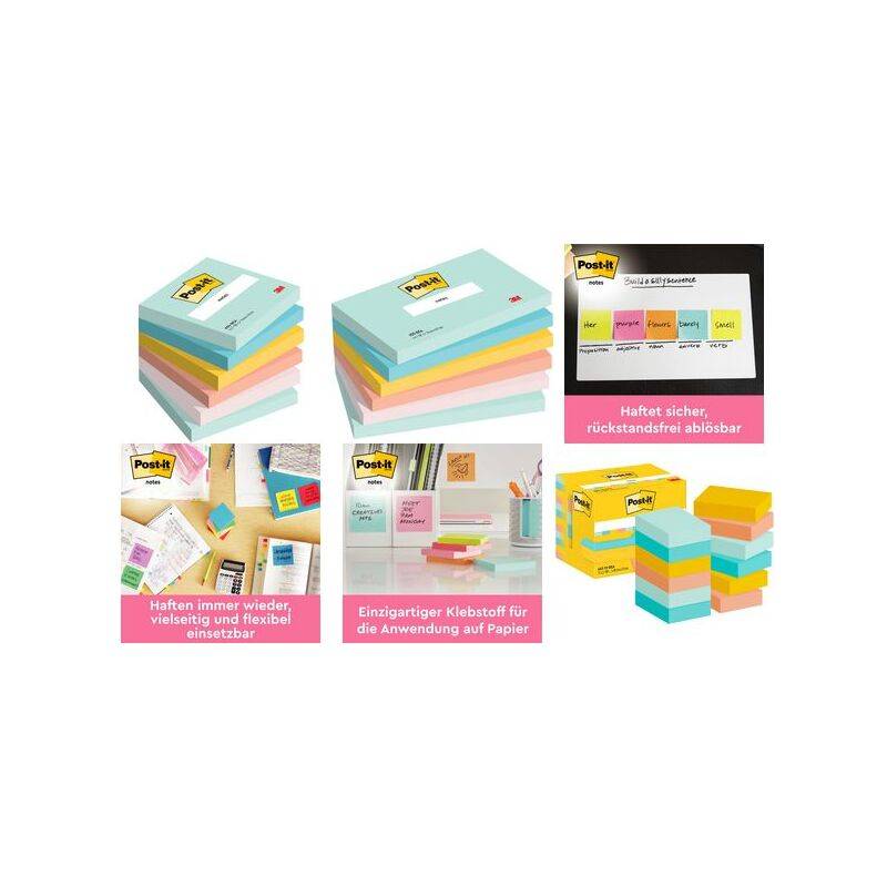Post-it Haftnotizen notes, 76 x 76 mm, Beachside Collection