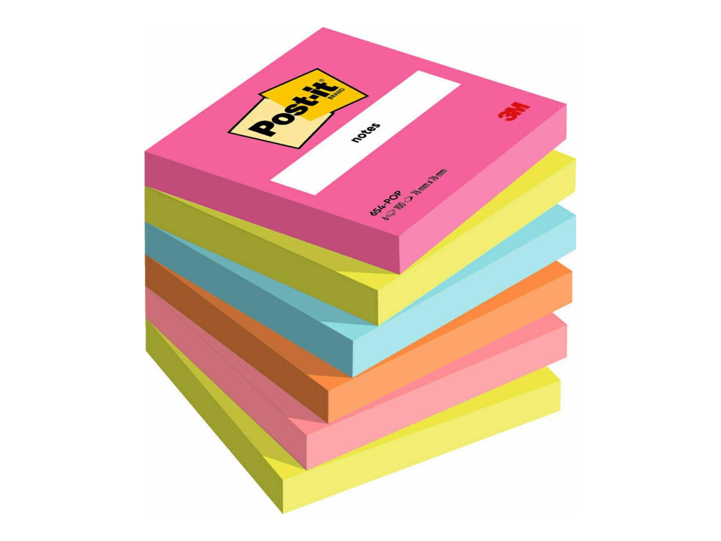 3M Post-it Notes Poptimistic Collection - Haftnotizwürfel - 76 x 76 mm - 600 Blatt (6 x 100)