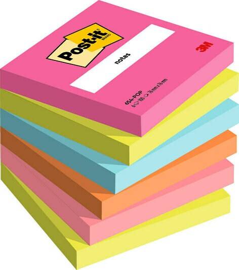 3M Post-it Notes Poptimistic Collection - Haftnotizwürfel - 76 x 76 mm - 600 Blatt (6 x 100)