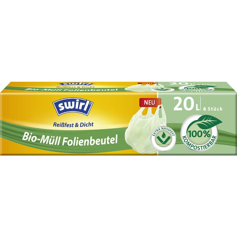 swirl Bio-Mülleimerbeutel, kompostierbar, grün, 20 Liter