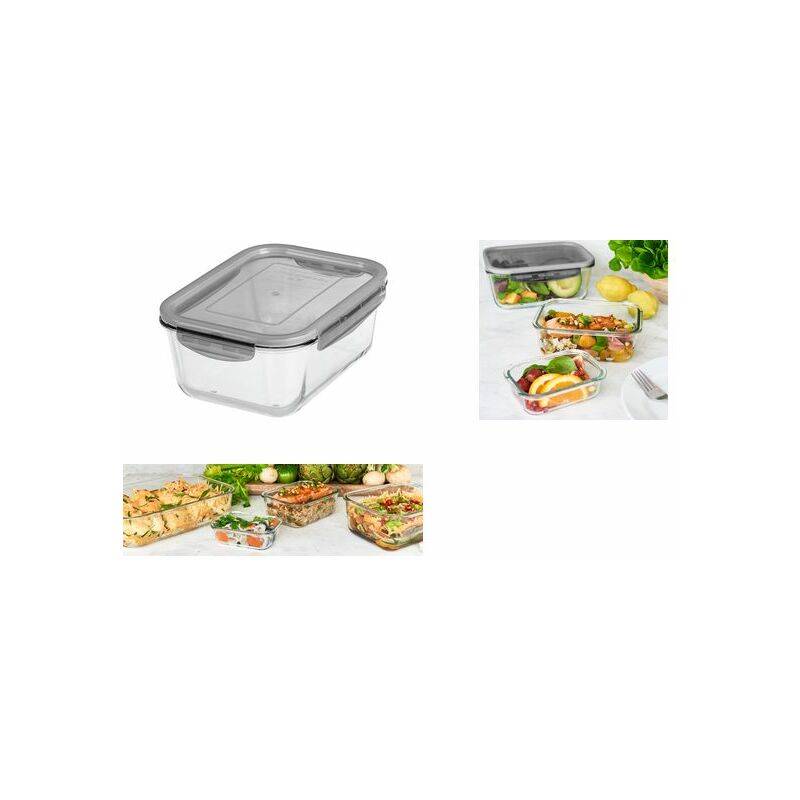 GastroMax Glas-Frischhaltedose, 0,75 Liter, grau