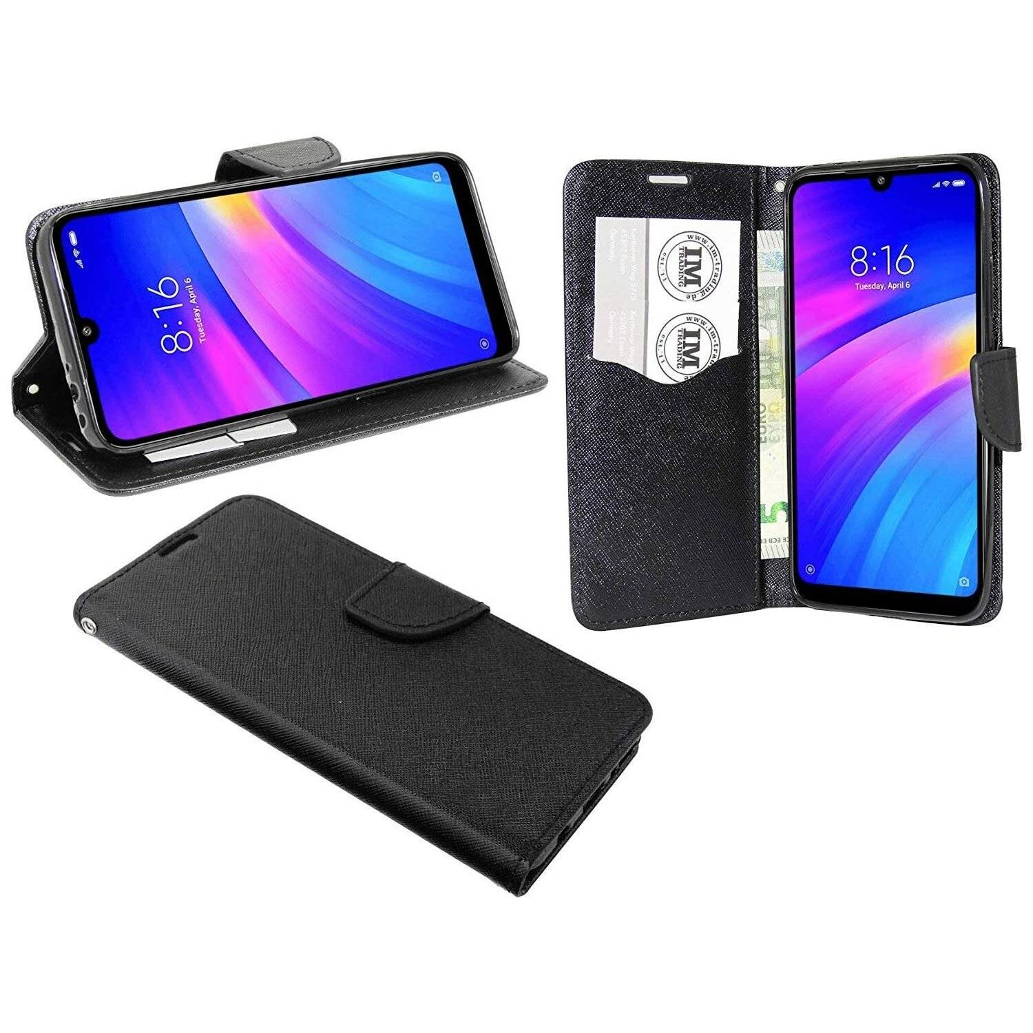 Buch Tasche "Fancy" Handy Hülle kompatibel mit Motorola Moto G 5G Schwarz