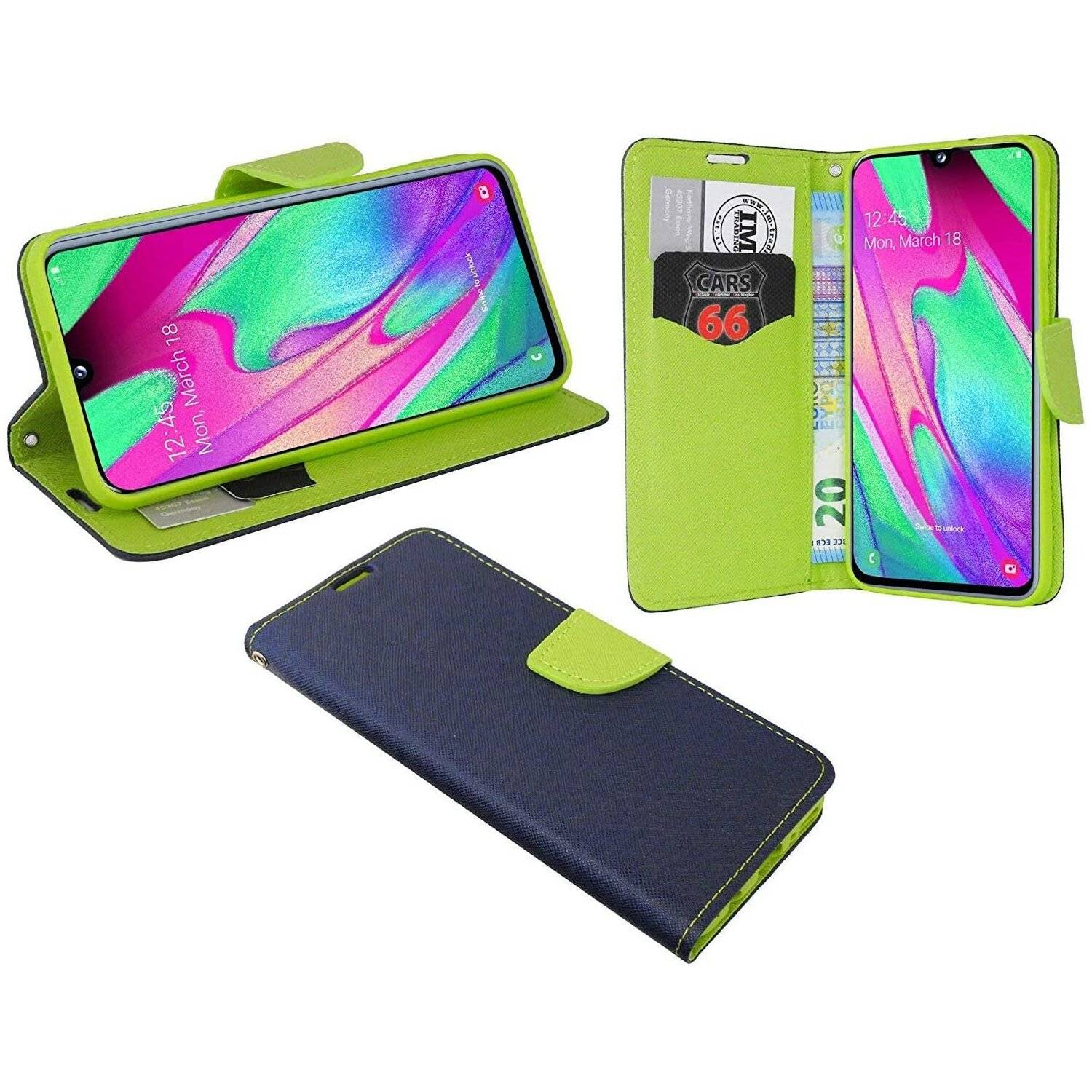 Buch Tasche Fancy + 9H Schutzglas Handy Hülle kompatibel mit Xiaomi Mi 11T Blau-Grün