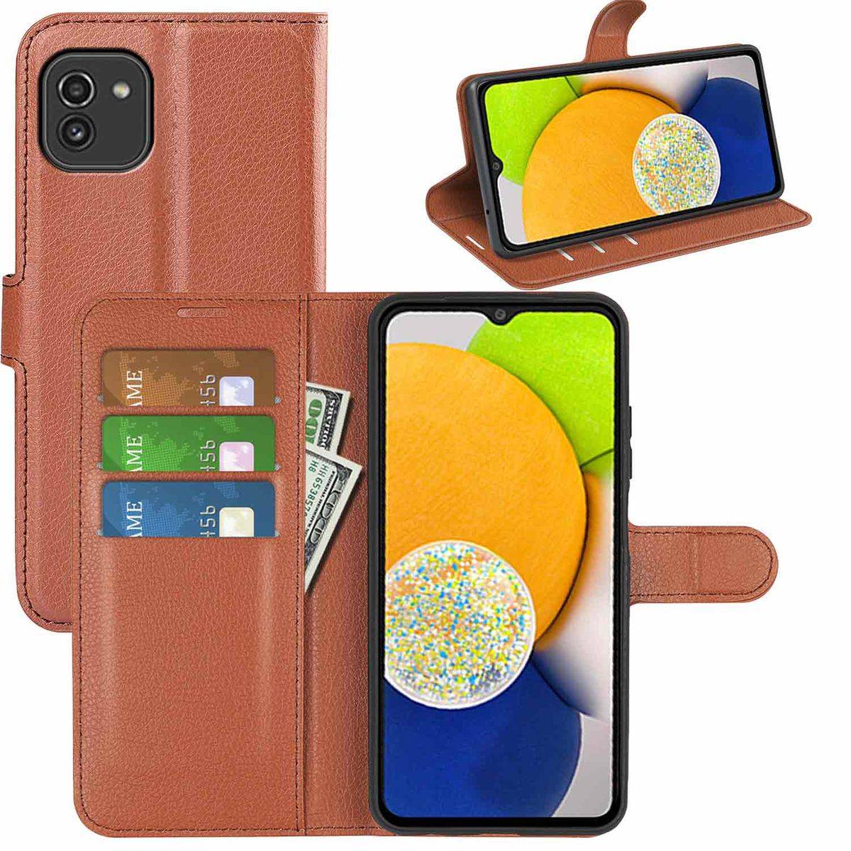 Für Samsung Galaxy A03 Handy Tasche Wallet Premium Schutz Hülle Case Cover Etuis Neu Zubehör Braun