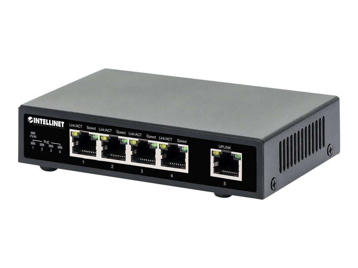 Intellinet Switch - 4 x 10/100/1000 (PoE+) + 1 x 10/100/1000 (Uplink) - Desktop