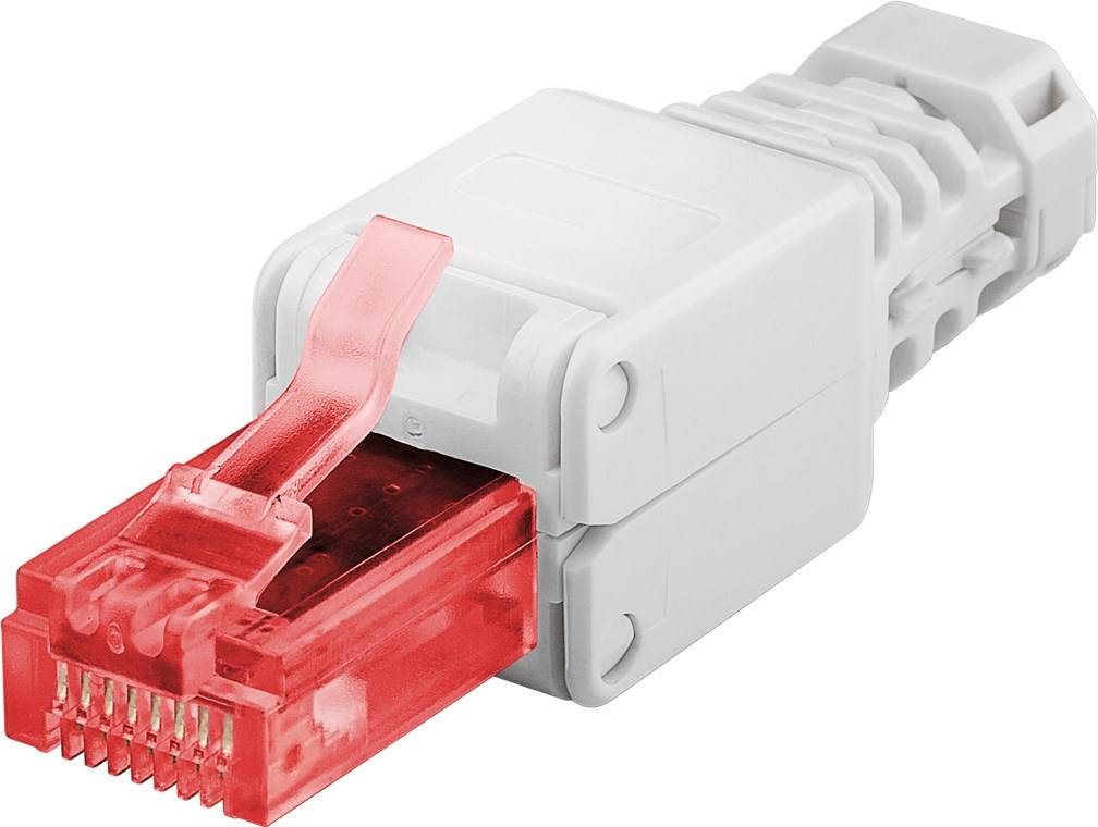 Goobay Werkzeugfreier RJ45 Stecker CAT 6 UTP ungeschirmt - Für 3 Kabeldurchmesser (5,2 mm/6,4 mm/7,5 mm), Klemmleiste fü