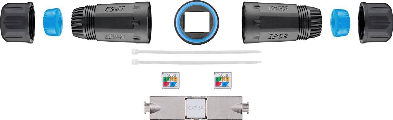 goobay CAT 6A Outdoor IP68 Netzwerkkabel Verbinder STP geschirmt staub/wasserdicht Klemmleiste