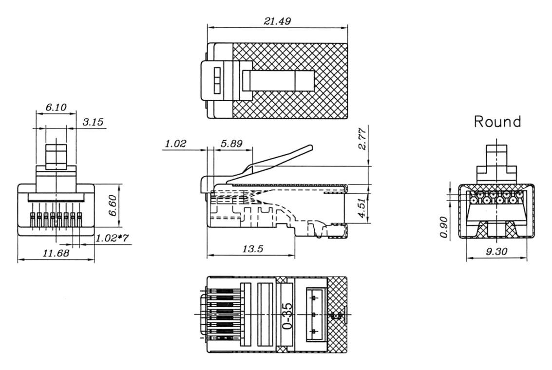 Goobay RJ45 Stecker, CAT 6 STP geschirmt - für Rundkabel