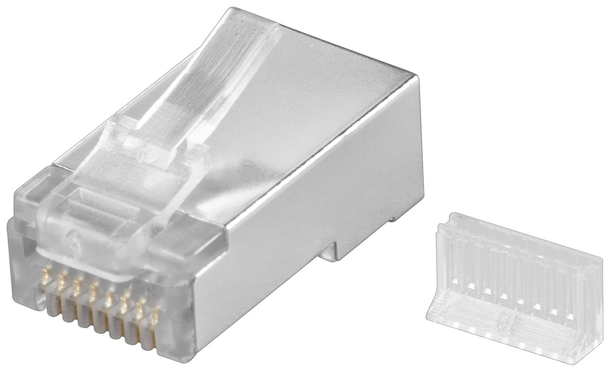 Goobay RJ45 Stecker, CAT 5e STP geschirmt - für Rundkabel, mit Einfädelhilfe
