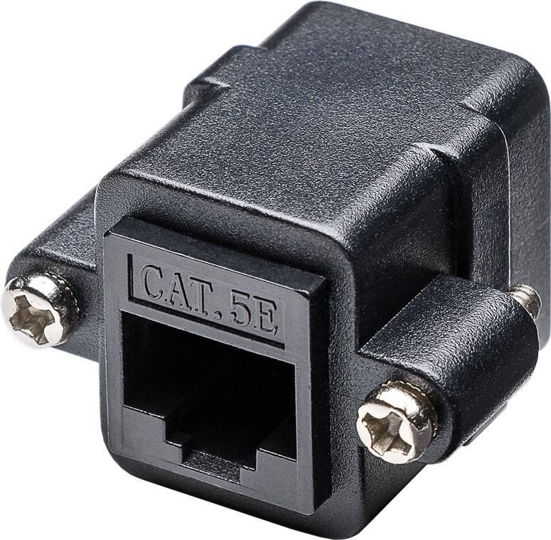 Goobay RJ45 Modularkupplung/Verbinder mit Montageflansch, CAT 5e - 2x RJ45-Buchse (8P8C)