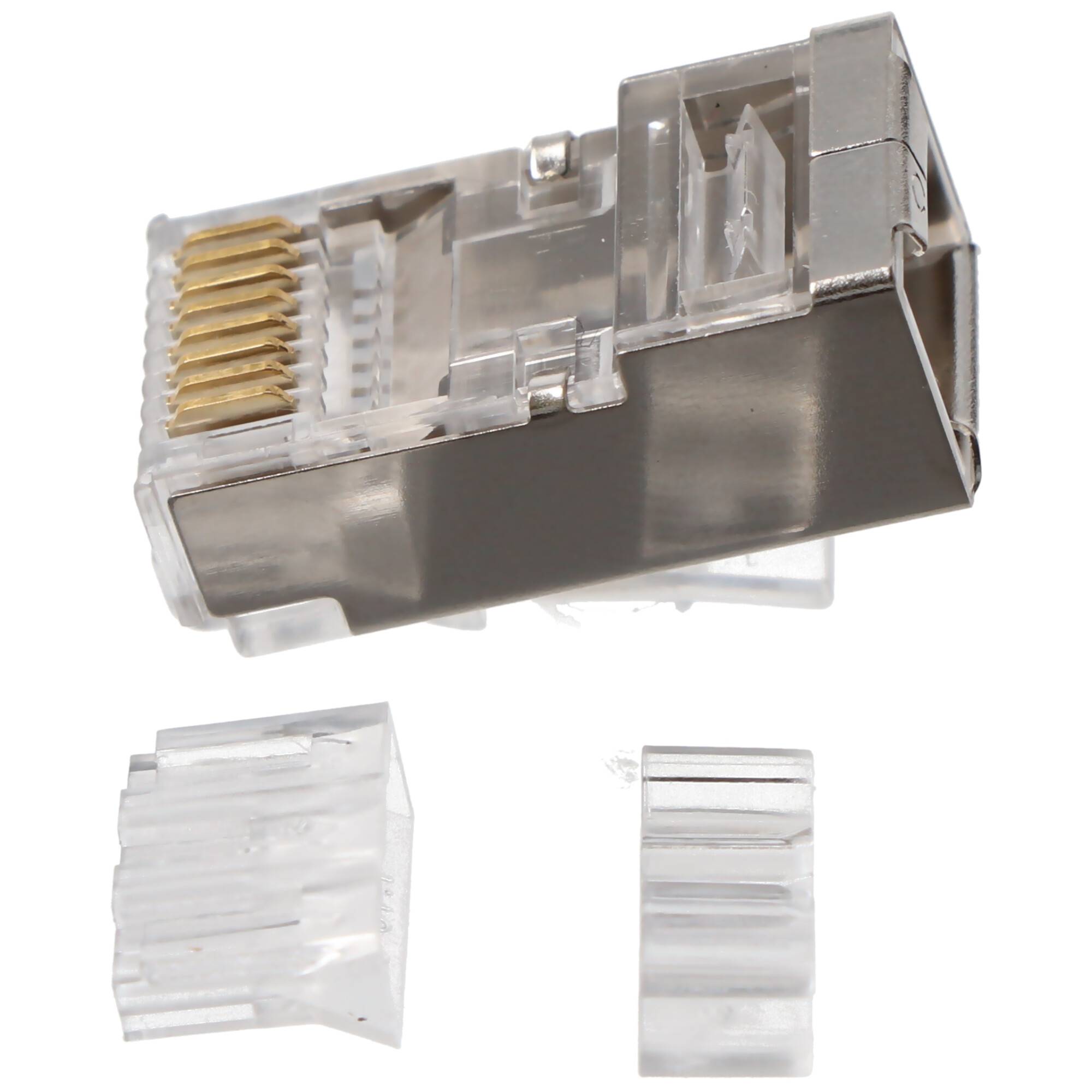 Goobay RJ45 Stecker, CAT 6A STP geschirmt - für Rundkabel, mit Einfädelhilfe