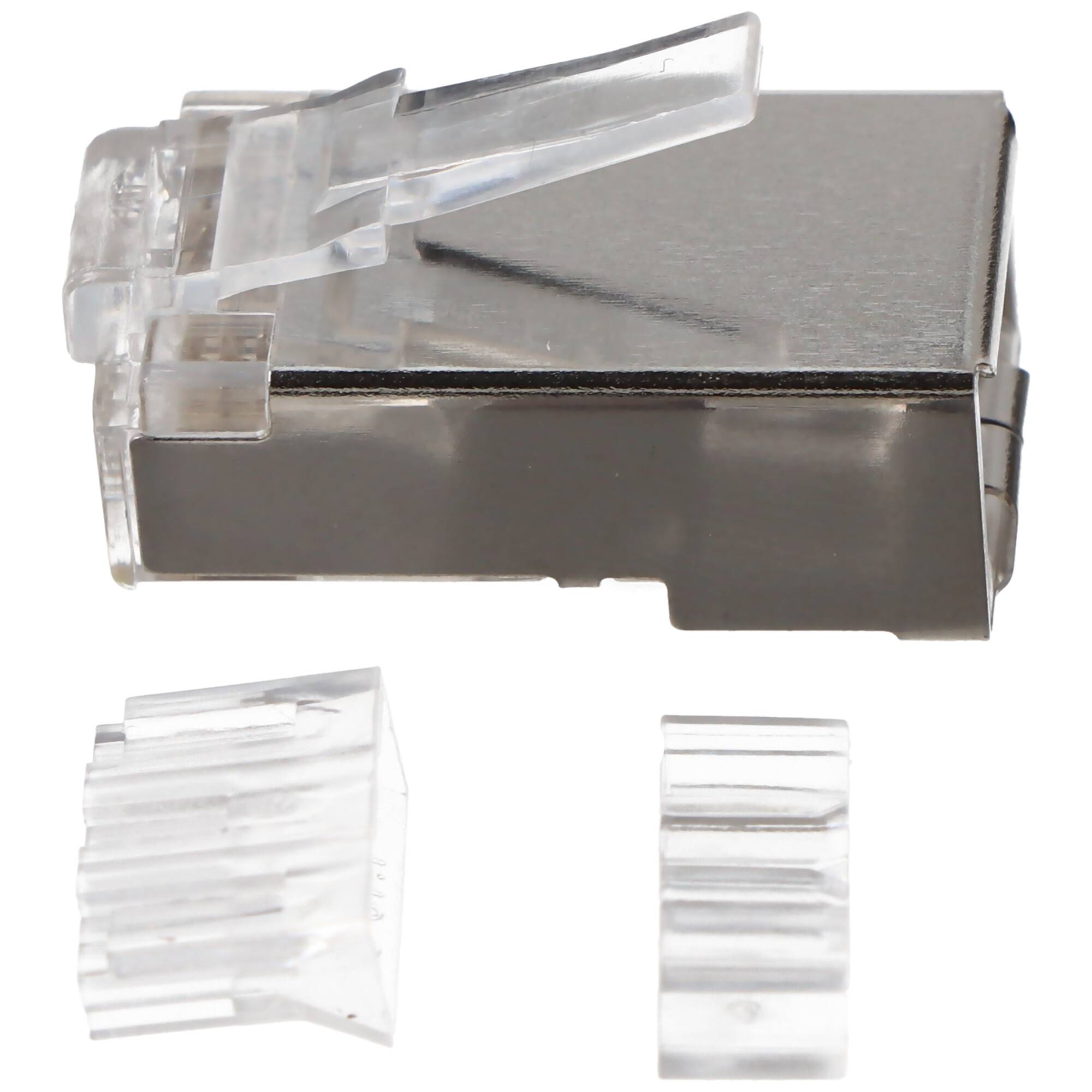 Goobay RJ45 Stecker, CAT 6A STP geschirmt - für Rundkabel, mit Einfädelhilfe