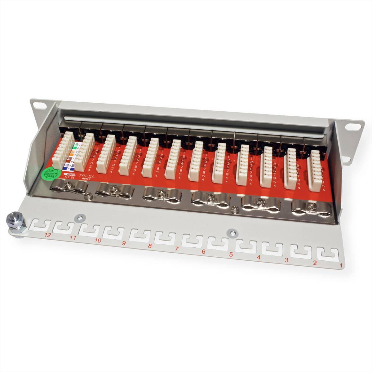 ROLINE 10-Zoll Patchpanel 12 Ports, Cat.6A (Class EA), geschirmt