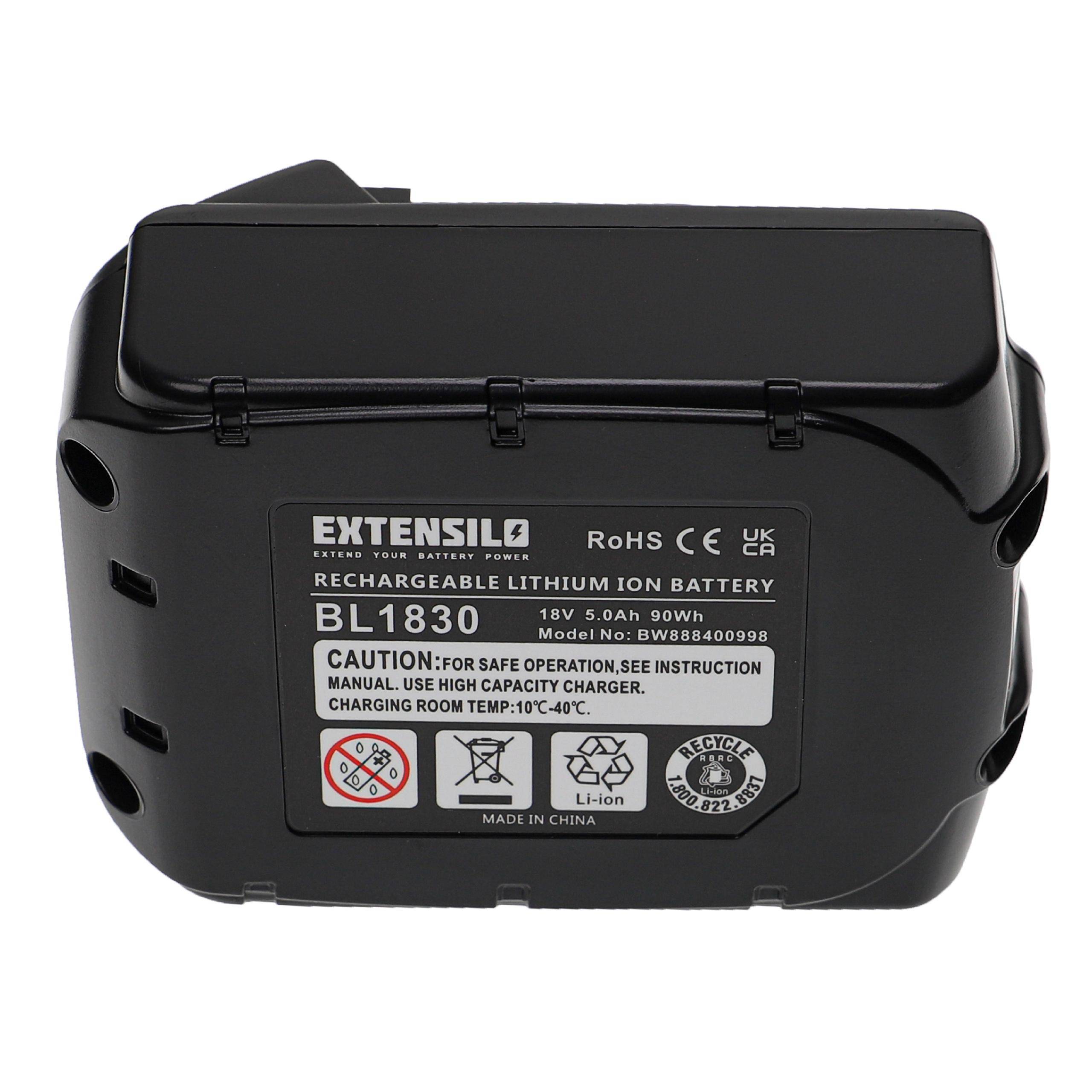 EXTENSILO Akku kompatibel mit Makita BGD800RFE, BGA452F, BGA452, BGA402Z, BGA452Z, BGA452RFE, BGD800 Werkzeug (5000 mAh, Li-Ion, 18 V)