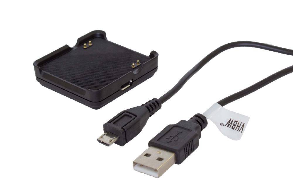 vhbw Ladekabel kompatibel mit Garmin Vivoactive Smartwatch, Fitnesstracker - Ladestation, Dockingstation, Ersatzkabel, Schwarz