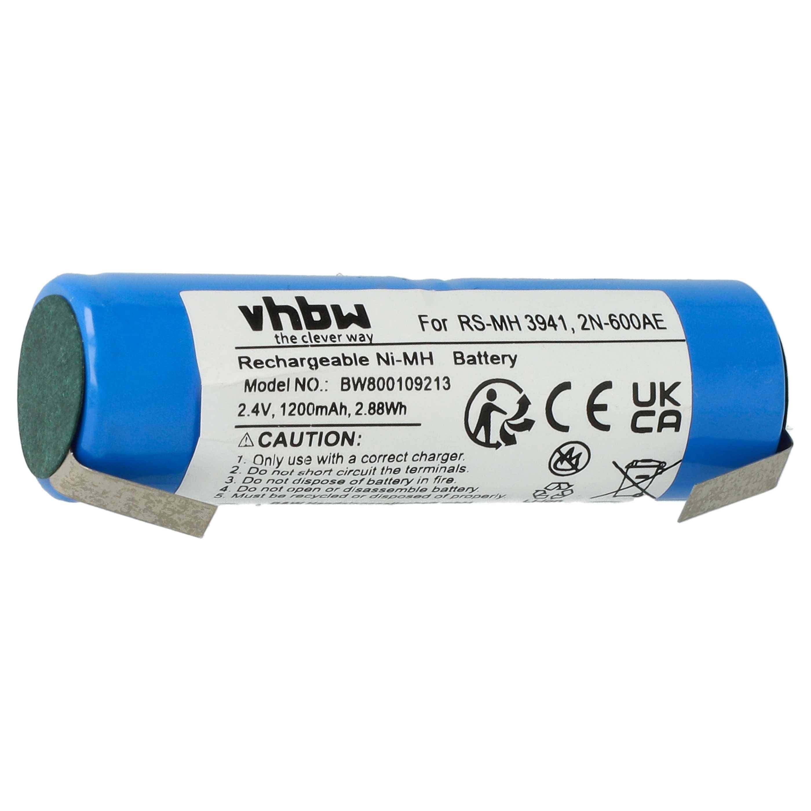 vhbw Akku Ersatz für S-RWT1688 für elektrische Zahnbürste (1200 mAh, 2,4 V, NiMH)