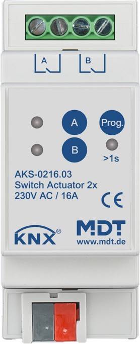MDT technologies Schaltaktor 2-fach 2TE AKS-0216.03