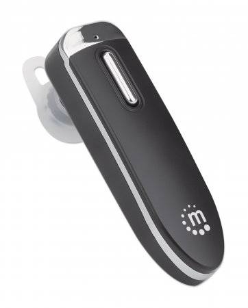 Manhattan Single Ear Bluetooth Headset (Clearance Pricing), Omnidirectional Mic, Integrated Controls, Black, 10 hour usage time, Range 10m, USB-A