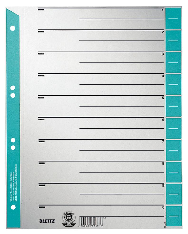 Esselte Leitz Trennelement - vorgedruckt: 0-9 - für A4 - mit Register (Packung mit 100)