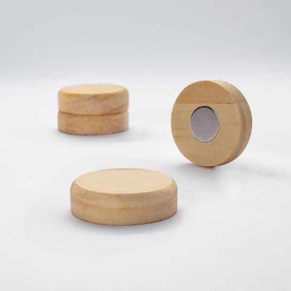 Holz-Magnet rund Pinienholz Neodymm 33x9mm VE=4 Stück