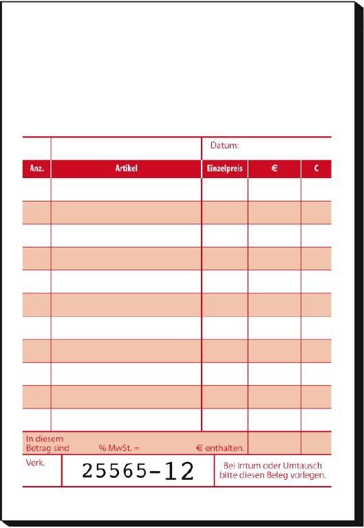 Sigel Formularbuch KC621 Kassenblock mit Additionsblatt fortlaufenden