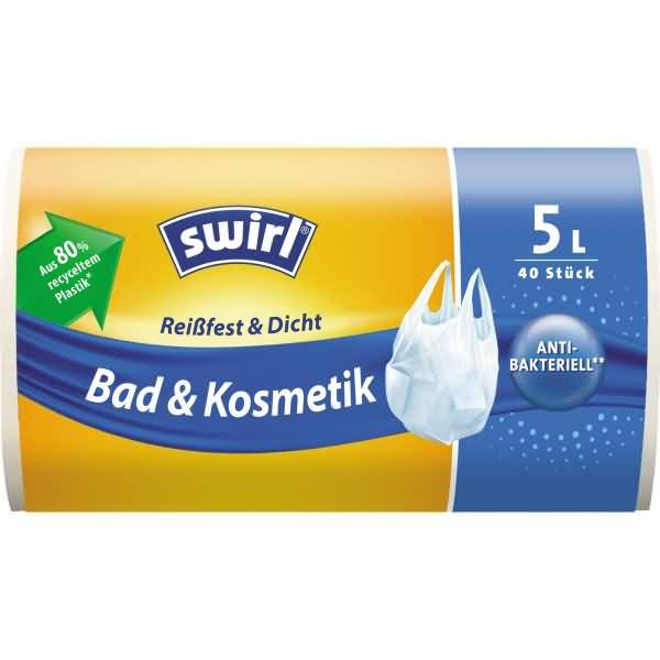 Müllbeutel mit Tragegriff Bad und Kosmetik 5l transparent 40 Stück