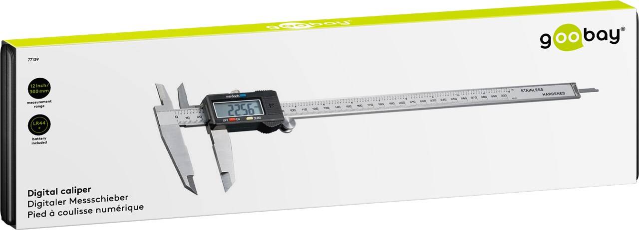 goobay Digitaler Messschieber 300 mm/12 Zoll (1er Faltschachtel)